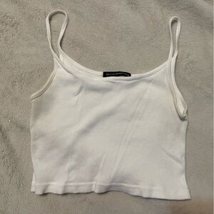 Brandy Melville White Ribbed Cropped Tank Top